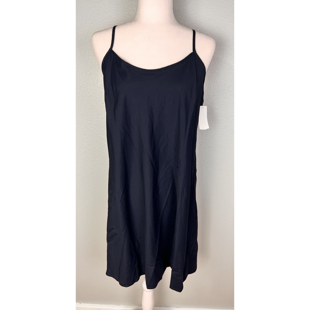 Nanette Lepore Womens Cami‎ Slip Dress Size 14 Navy Adjustable Spaghetti Straps